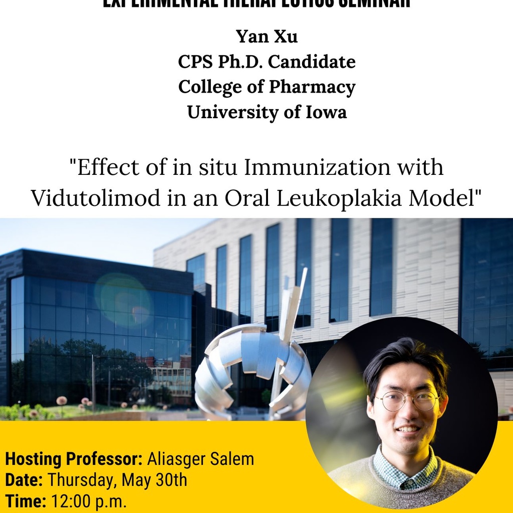 College of Pharmacy PSET Graduate Student Thesis Seminar: Yan Xu promotional image