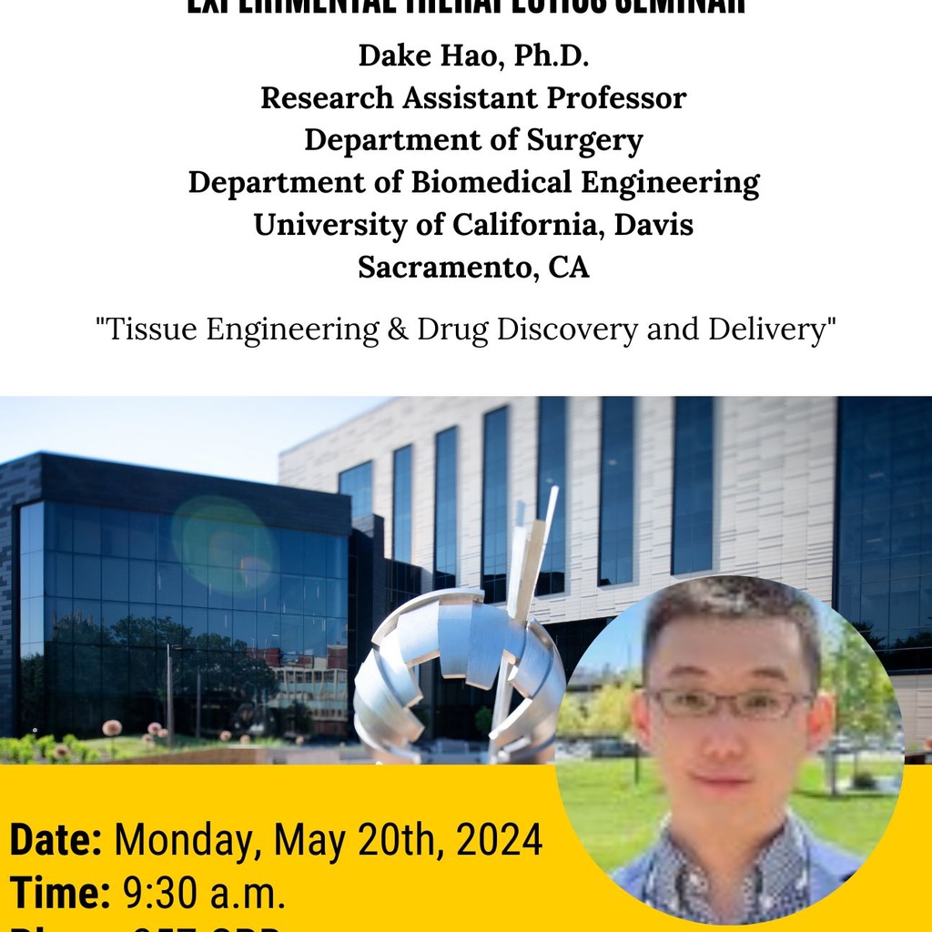 College of Pharmacy PSET Seminar: Dake Hao, PhD promotional image