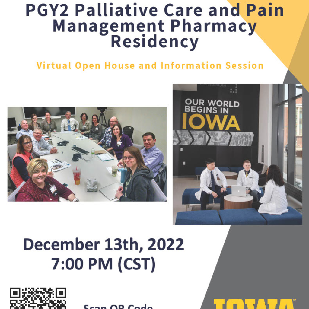 College of Pharmacy PGY2 Palliative Care and Pain Management Pharmacy Residency Open House/Info Session promotional image