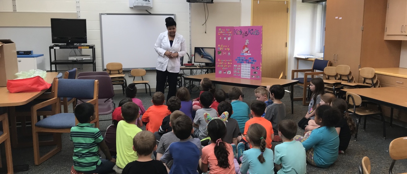 Pharmacy students talked with students at Van Allen Elementary about medicine safety.